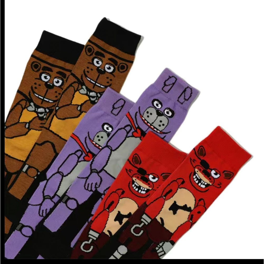 FNAF Five Nights At Freddy’s Socks - set of 3 - 1 size fits US 7-10 - Picture 2 of 7
